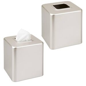 Silver Tissue Box Cover | Set of 2